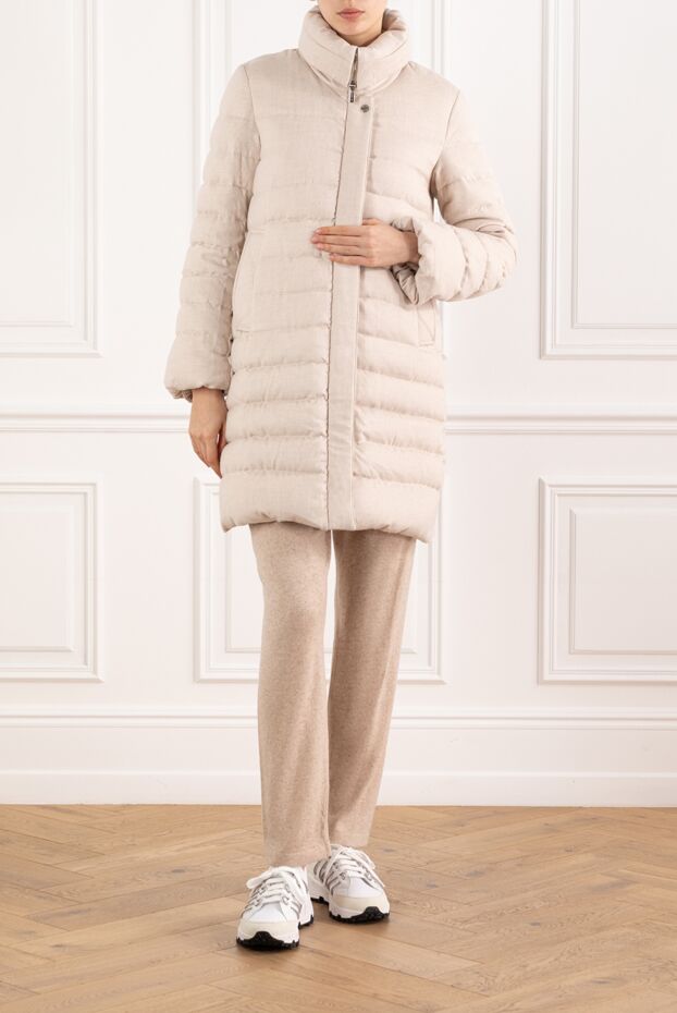 Moorer women's beige down jacket cintia with a high collar 186072 - photo 2