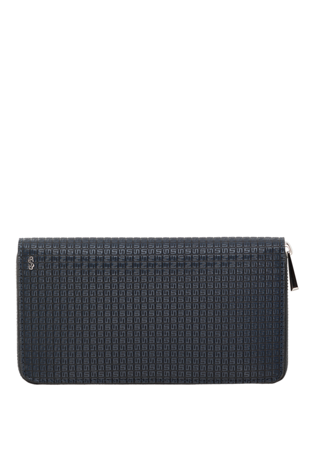 Serapian men's blue wallet with zipper made of leather with stepan coating 186075 - photo 1