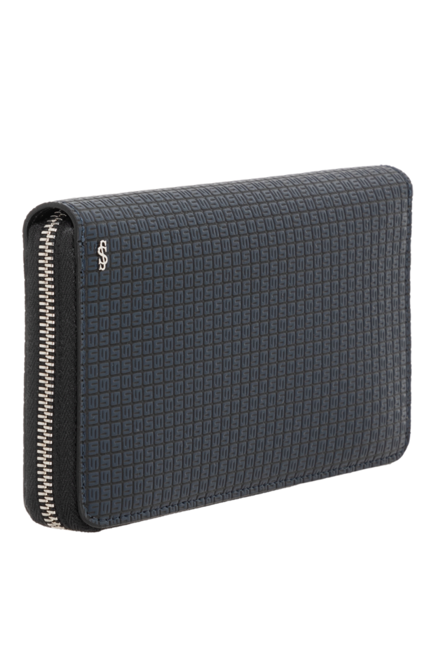 Serapian men's blue wallet with zipper made of leather with stepan coating 186075 - photo 3