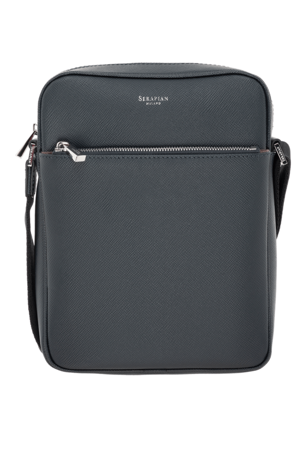 Serapian north south messenger bag in evoluzione leather, blue 186084 - photo 1