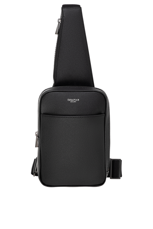 Serapian sling shoulder bag in evoluzione leather, black 186091 - photo 1
