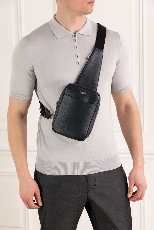 Serapian sling shoulder bag in evoluzione leather, blue 186092 - photo 2