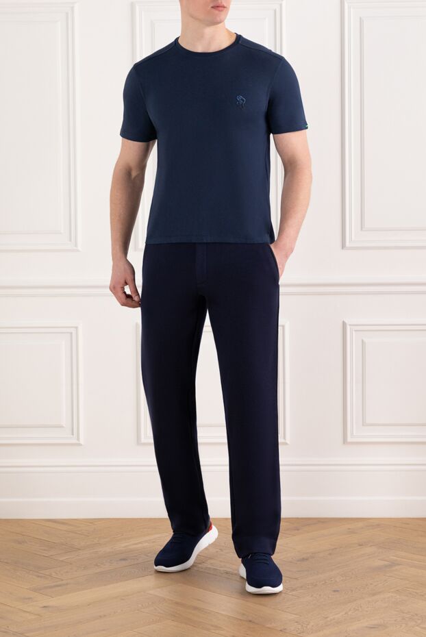 Stefano Ricci blue men's t-shirt made of cotton and modal with logo 186116 - photo 2