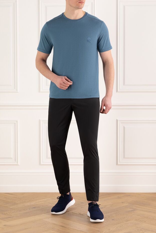 Stefano Ricci blue t-shirt for men made of cotton and modal with logo 186119 - photo 2