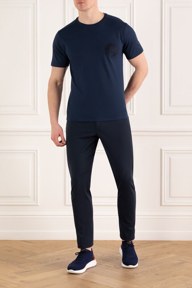 Stefano Ricci men's t-shirt made of cotton and modal with logo blue 186120 - photo 2