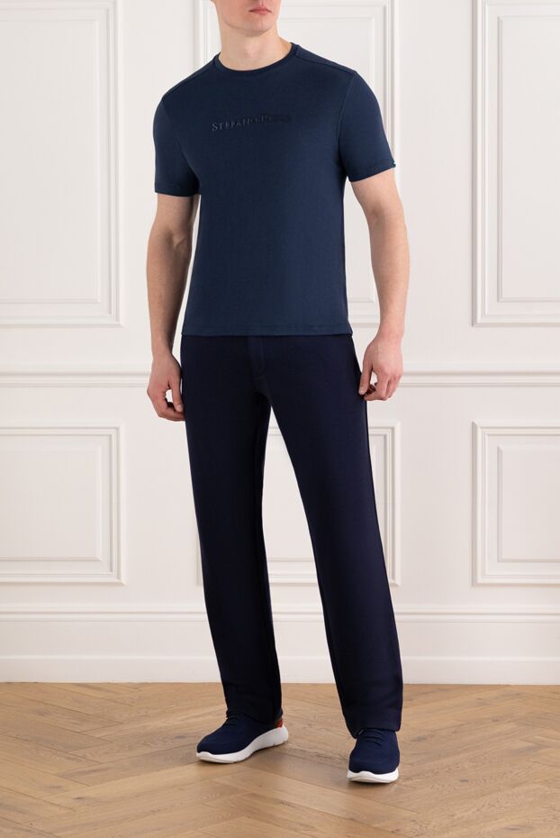 Stefano Ricci men's blue cotton and modal t-shirt with logo 186129 - photo 2