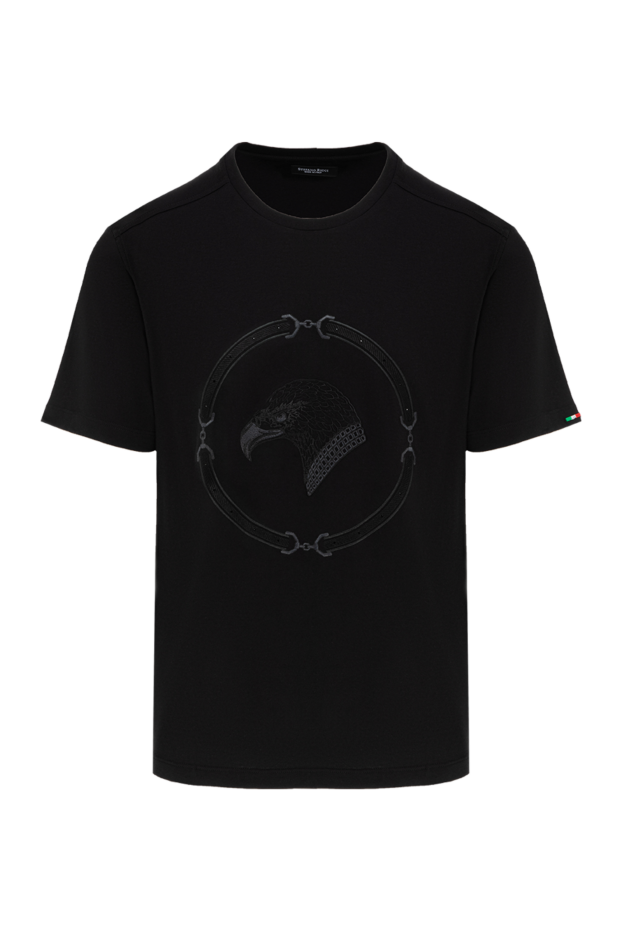 Stefano Ricci black silk t-shirt with animal embroidery in a circular frame 186131 - photo 1