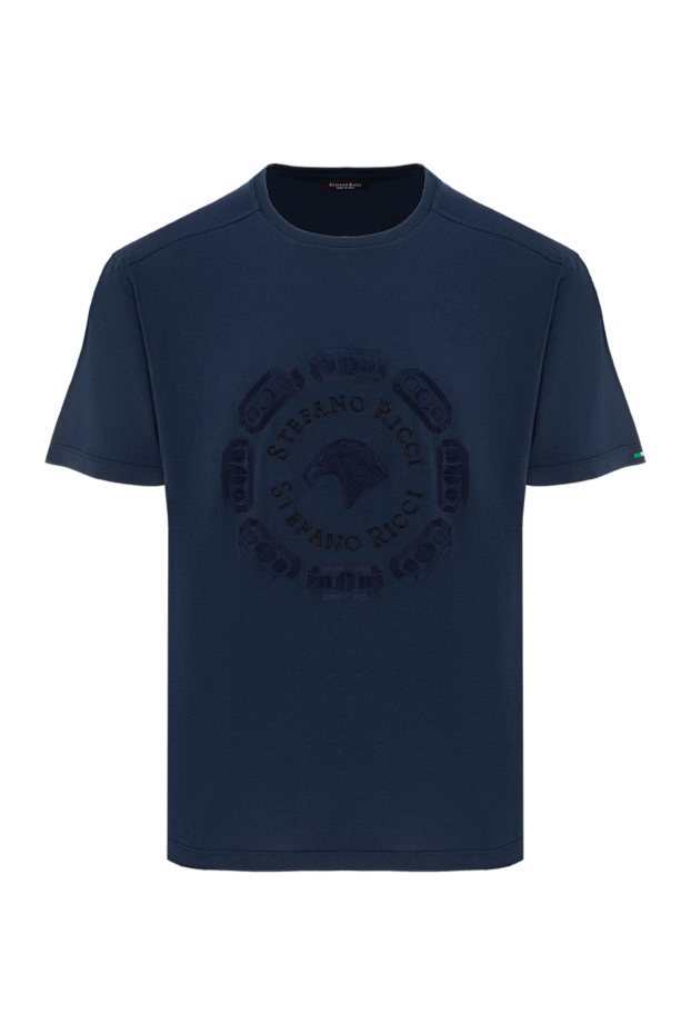 Stefano Ricci men's t-shirt blue with logo made of cotton and modal 186132 - photo 1