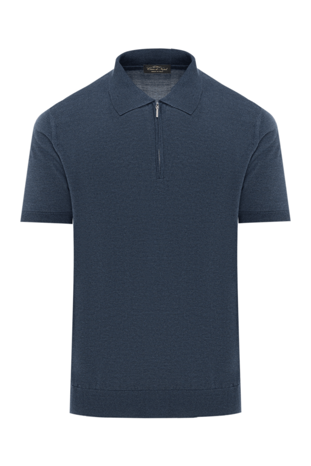 Cesare di Napoli a deep blue silk polo shirt with a zip fastening at the chest 186186 - photo 1