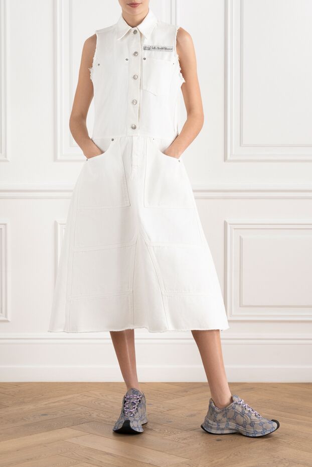 Maison Margiela белое платье с открытыми плечами из хлопка 186273 - фото 2