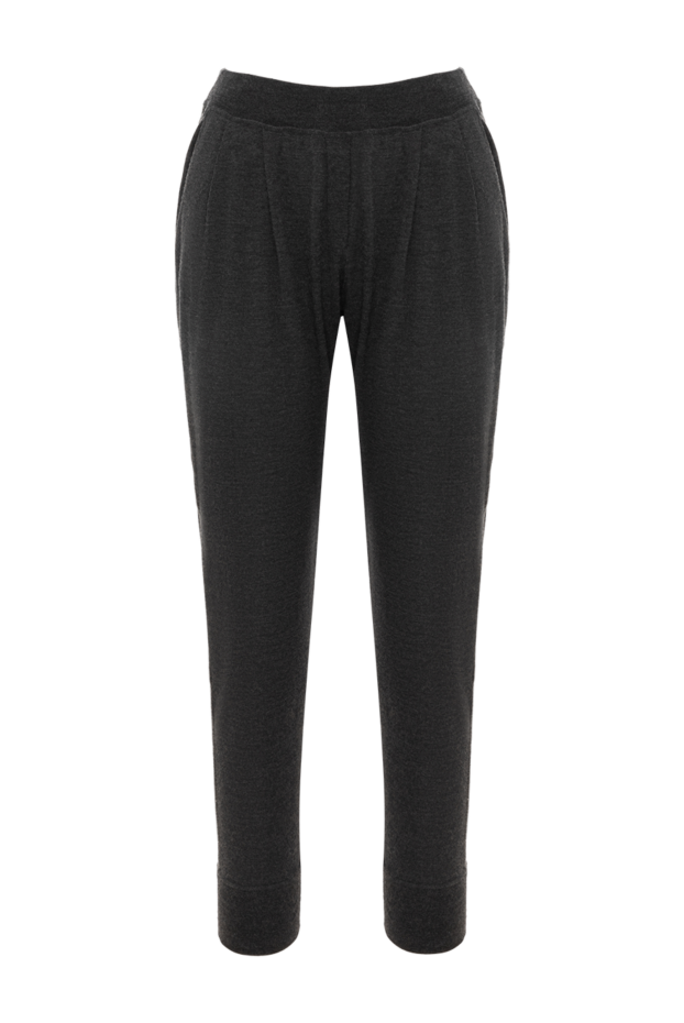 Brunello Cucinelli брюки трикотажные женские укороченные серые из кашемира 186276 - фото 1