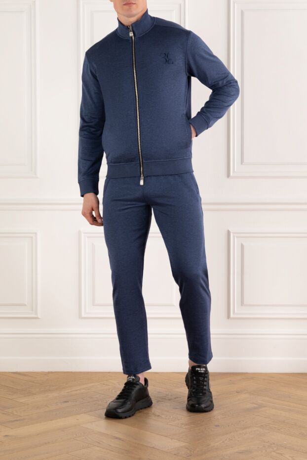 Billionaire blue men's silk and cotton tracksuit 186279 - photo 2