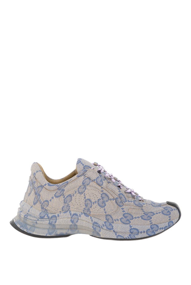 Gucci кожаные кроссовки с монограммой gg run женские голубые 186288 - фото 1
