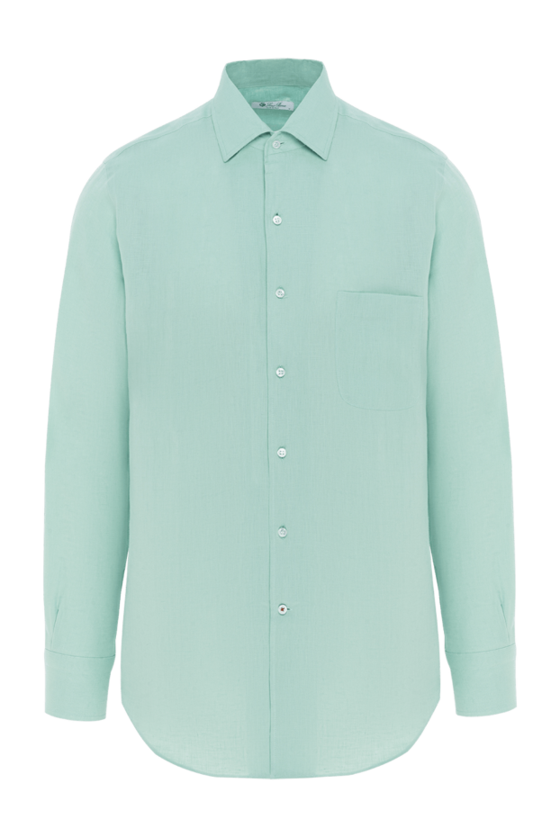 Loro Piana ерлерге арналған классикалық зығыр көйлек жасыл 186340 - фото 1