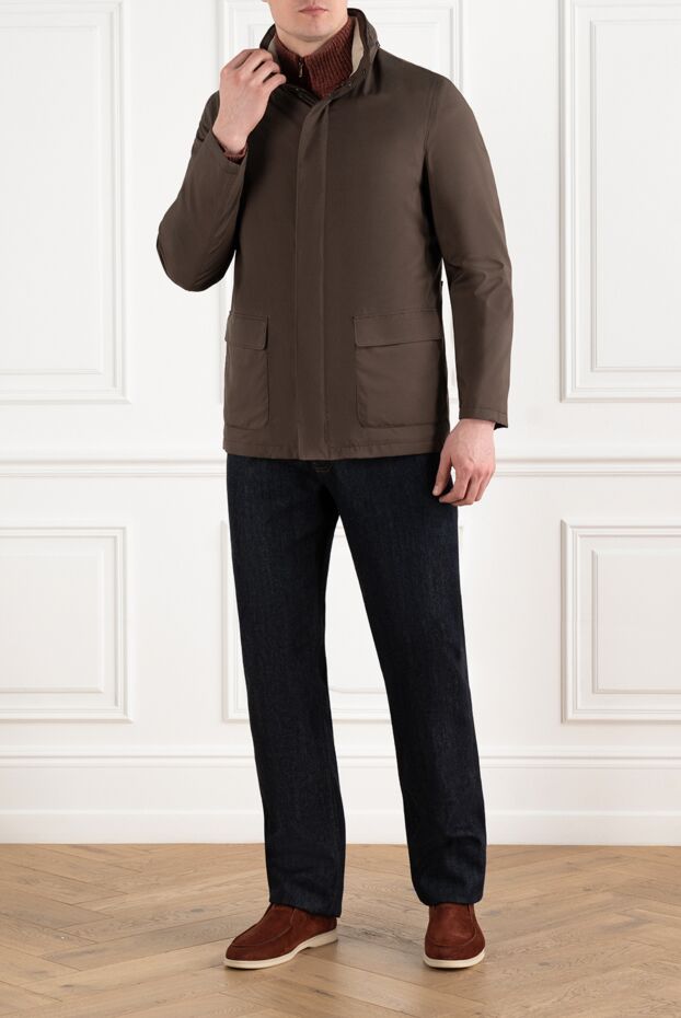 Loro Piana коричневая куртка мужская с воротником стойкой 186358 - фото 2
