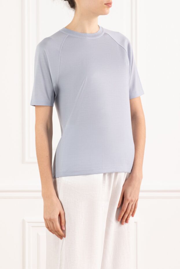 Loro Piana women's blue wool t-shirt tadami 186376 - photo 3