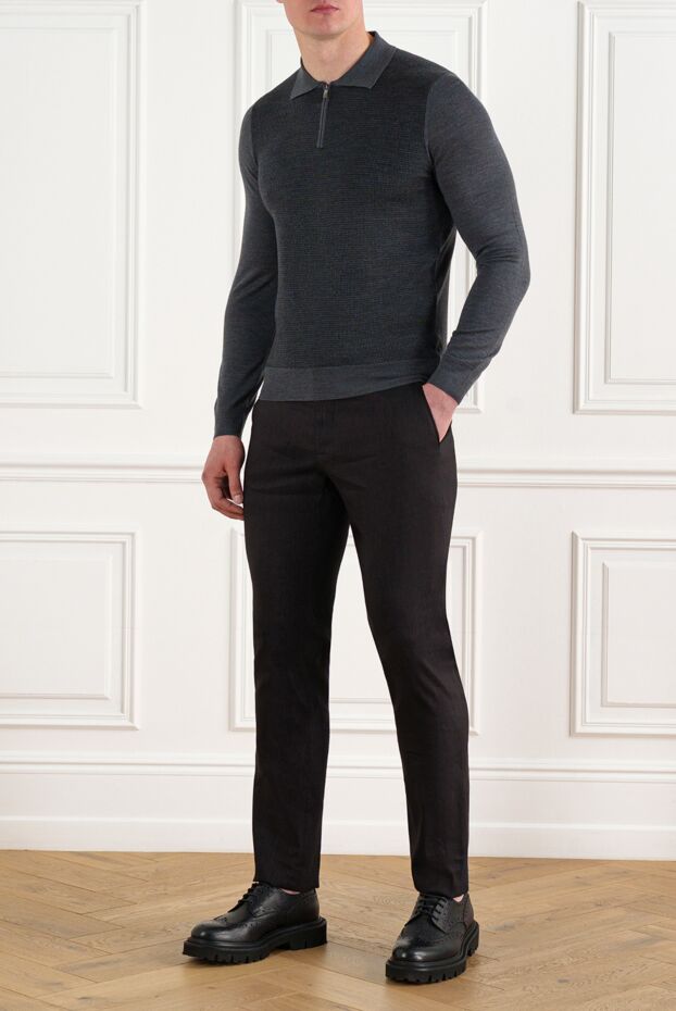 Cesare di Napoli black men's trousers made of linen and wool 186422 - photo 2