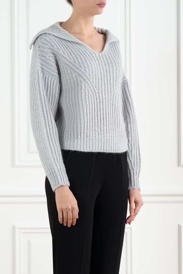 Peserico women's knitted gray jumper with turn-down collar 186443 - photo 3