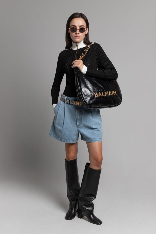 Balmain большая мягкая сумка-хобо из мятой телячьей кожи 186476 - фото 2