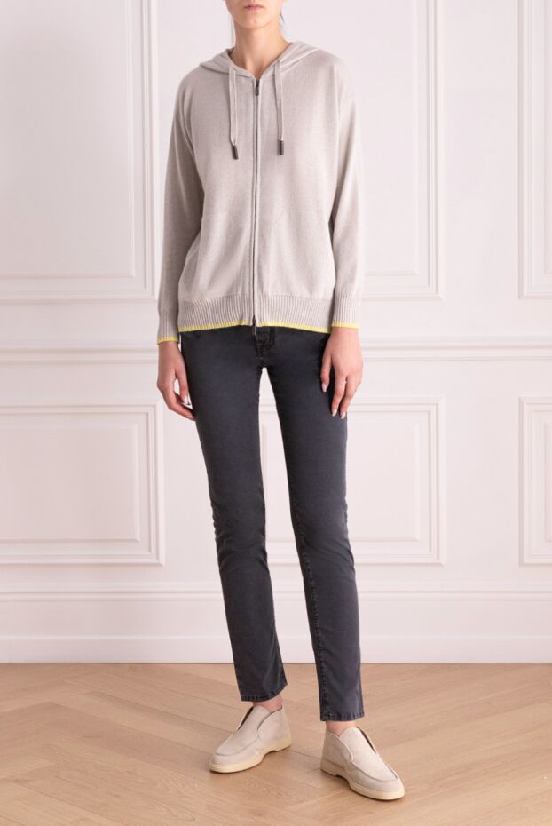 Lorena Antoniazzi gray cashmere zip hoodie 186515 - photo 2