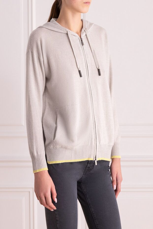 Lorena Antoniazzi gray cashmere zip hoodie 186515 - photo 3
