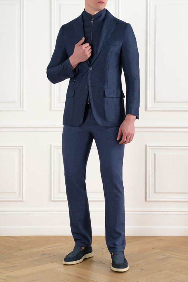 Corneliani men's jacket with zip collar blue 186538 - photo 2