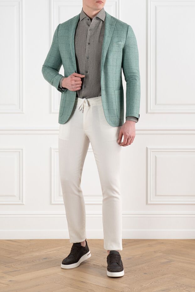 Corneliani men's green checkered silk jacket 186541 - photo 2