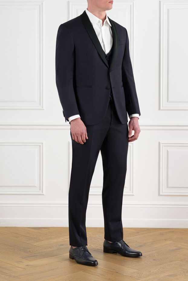 Corneliani көк итальяндық жүннен жасалған ерлер костюмі 186559 - фото 3
