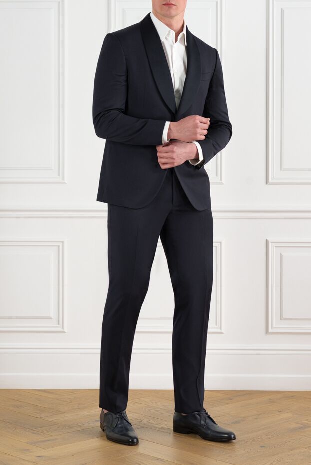 Corneliani қою көк ерлер жүннен жасалған костюм 186560 - фото 3