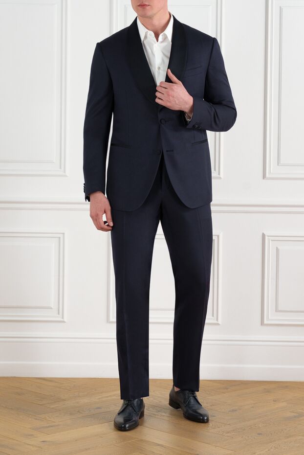 Corneliani men's blue wool and silk suit 186567 - photo 2