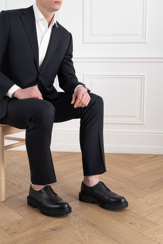 Men's black calfskin derby shoes - photo 2