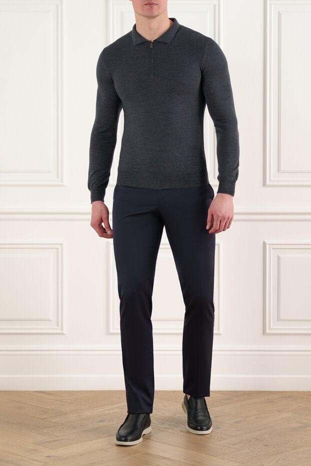 Corneliani polo with buttons in gray ultrafine wool 186590 - photo 2