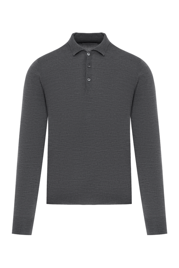Corneliani long sleeve polo with buttons in gray wool 186594 - photo 1
