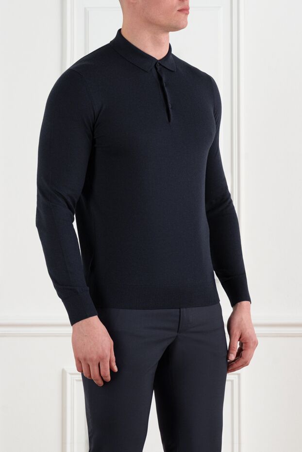 Corneliani blue polo with buttons and long sleeves 186596 - photo 3