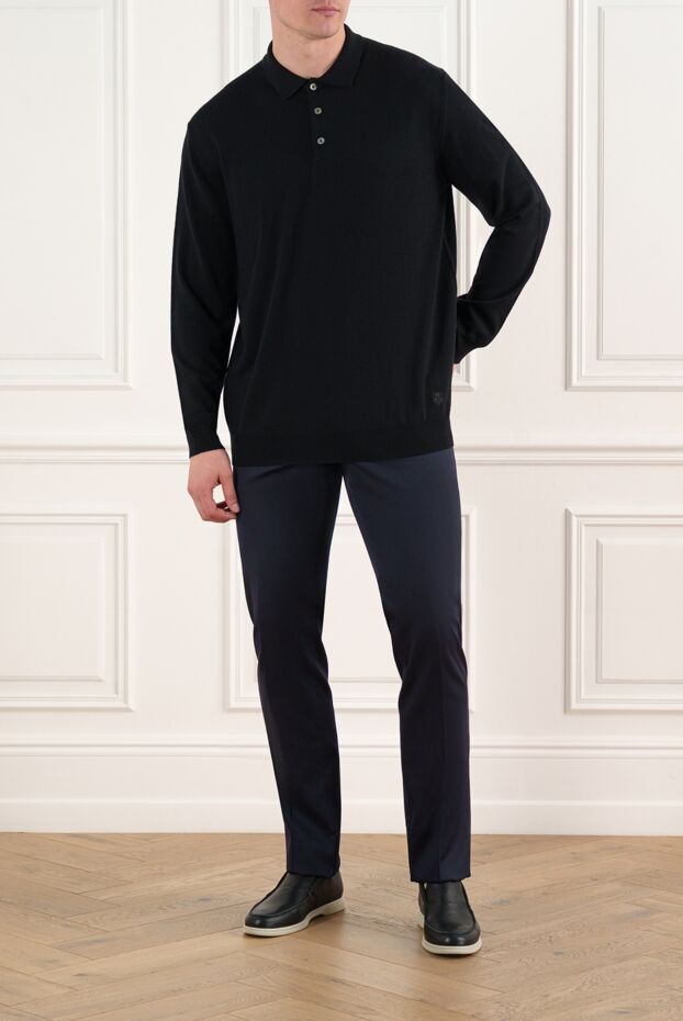 Corneliani men's black merino wool polo 186602 - photo 2