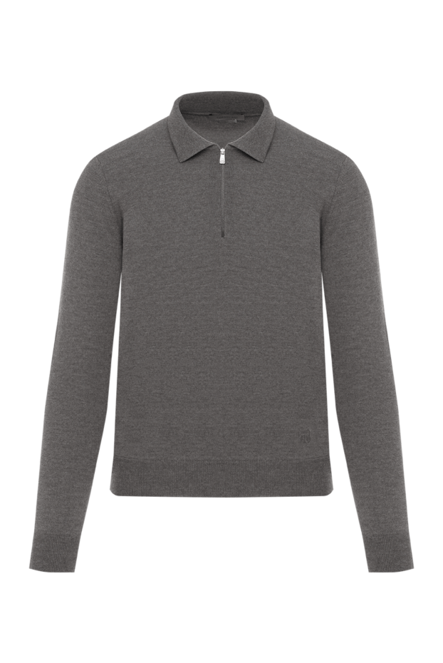 Corneliani merino wool polo with brown zipper 186603 - photo 1