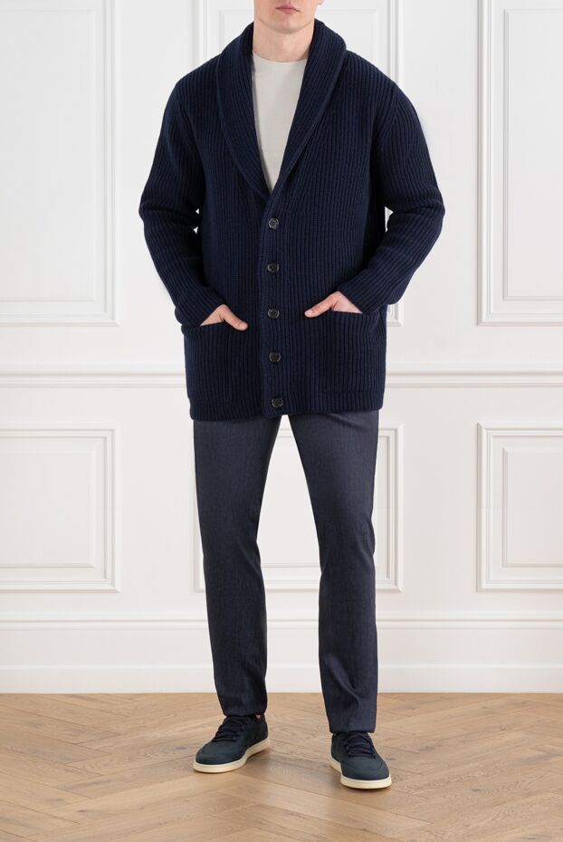 Corneliani men's blue wool cardigan with buttons 186608 - photo 2