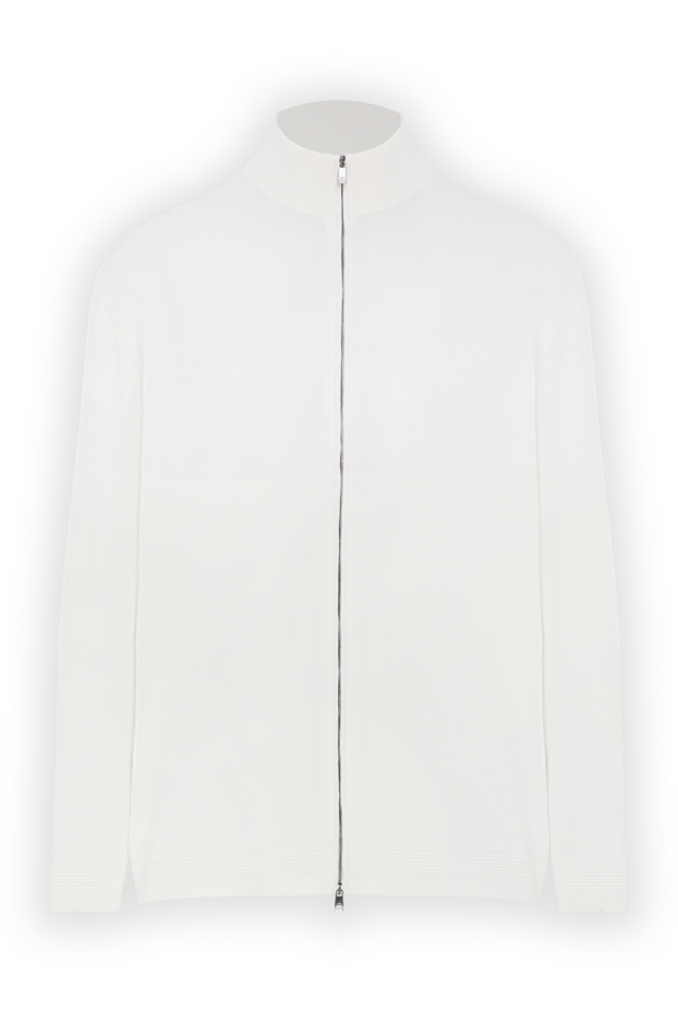 Corneliani кардиган мужской на молнии белый из хлопка 186610 - фото 1