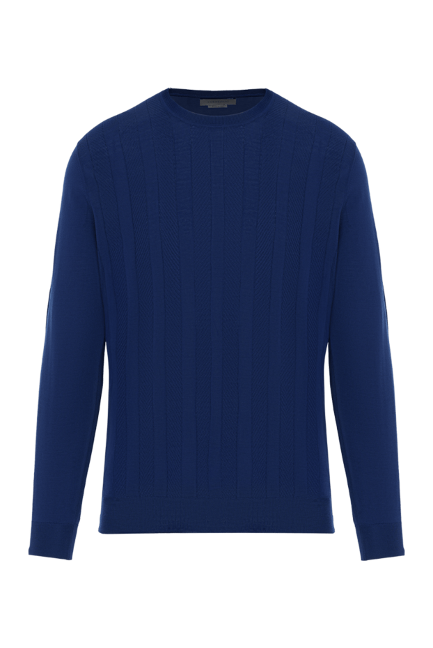 Corneliani men's dark blue wool jumper with stripes 186612 - photo 1