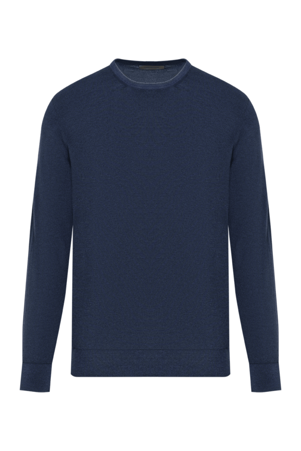 Corneliani men's blue wool jumper with contrast neckline 186619 - photo 1