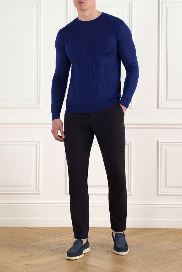 Corneliani men's blue wool jumper with stripes 186624 - photo 2