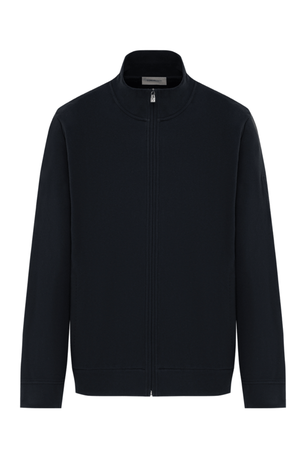 Corneliani свободная спортивная кофта с логотипом синяя из хлопка 186640 - фото 1