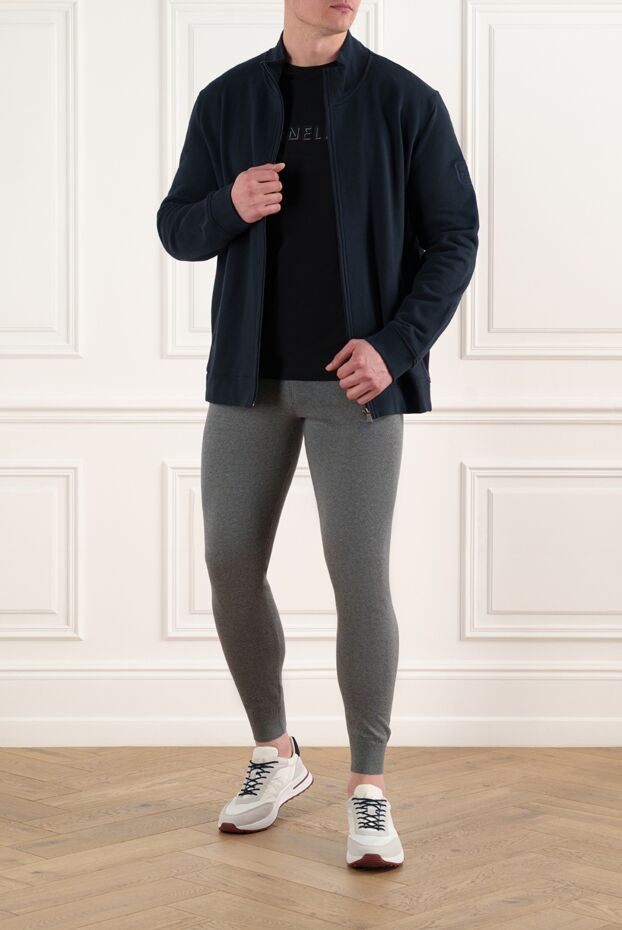 Corneliani свободная спортивная кофта с логотипом синяя из хлопка 186640 - фото 2