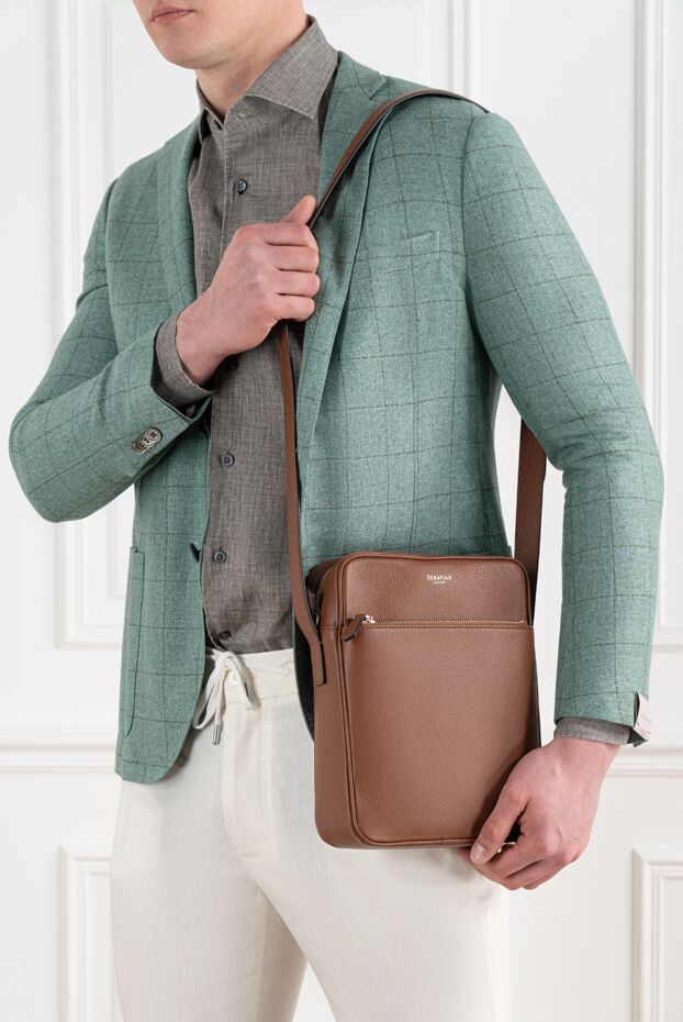 Serapian north south messenger bag in cachemire leather 186668 - photo 3