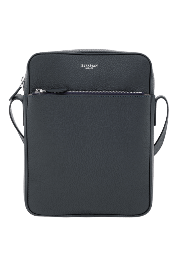 Serapian north south messenger bag in cachemire leather blue 186671 - photo 1