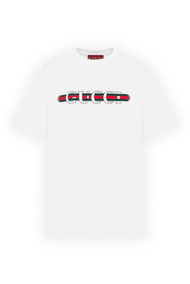 Gucci хлопковая футболка белая с логотипом 186684 - фото 1
