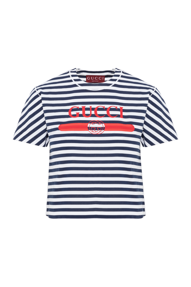Gucci полосатая футболка из хлопка белая женская 186686 - фото 1