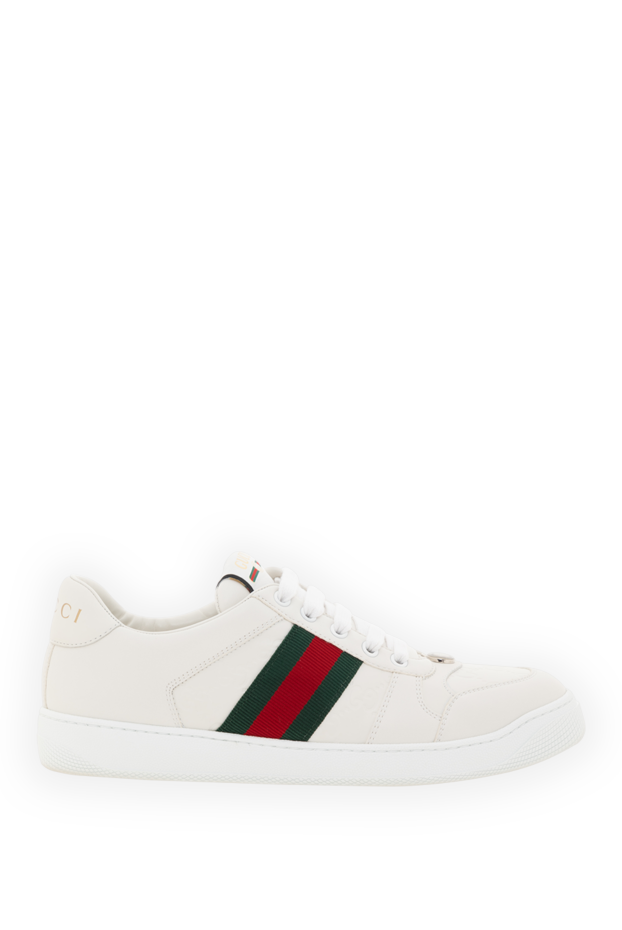 Gucci женские кроссовки screener из кожи белого цвета 186687 - фото 1