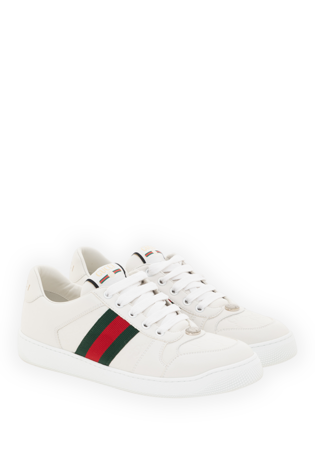 Gucci женские кроссовки screener из кожи белого цвета 186687 - фото 3