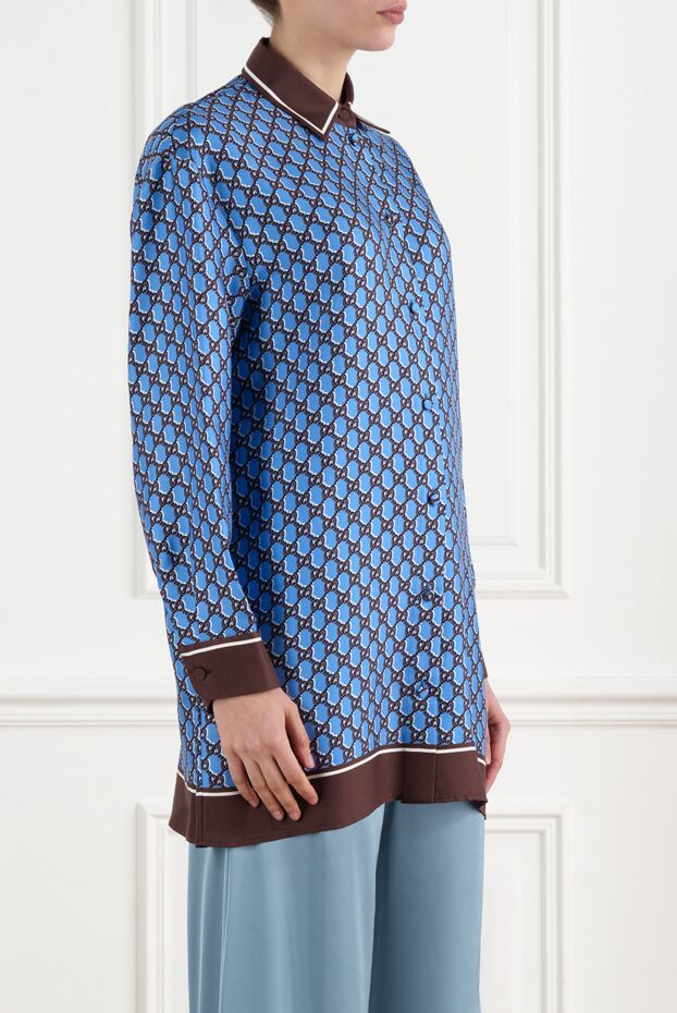 Gucci женская рубашка из шелка с gg shadow 186702 - фото 3